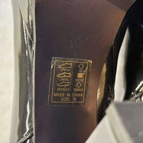 Dolls Kill Azalea Wang Black Patent Leather Silver Chain Platform Boots Size 10 - Picture 10 of 12